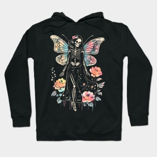 Goth Roses Butterfly Skeleton Fairy Hoodie